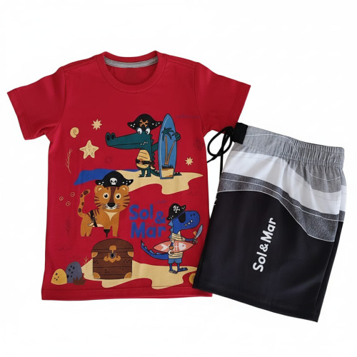 CONJUNTO PIRATA VERMELHO E PRETO WAVE CONJUNTO PIRATA VERMELHO E PRETO WAVE