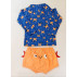 Conjunto Praia Bebê Proteção UV50+ caranguejo azul royal Conjunto Praia Bebê Proteção UV50+ caranguejo azul royal