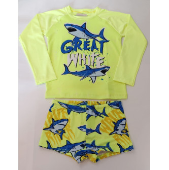 Conjunto praia infantojuvenil UV50+ Tubarão