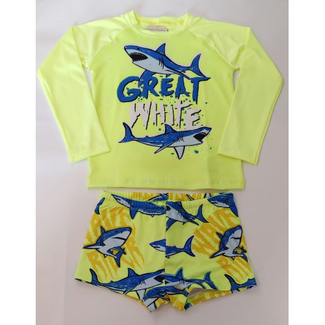 Conjunto praia infantojuvenil UV50+ Tubarão