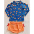 Conjunto Praia Bebê Proteção UV50+ caranguejo azul royal Conjunto Praia Bebê Proteção UV50+ caranguejo azul royal
